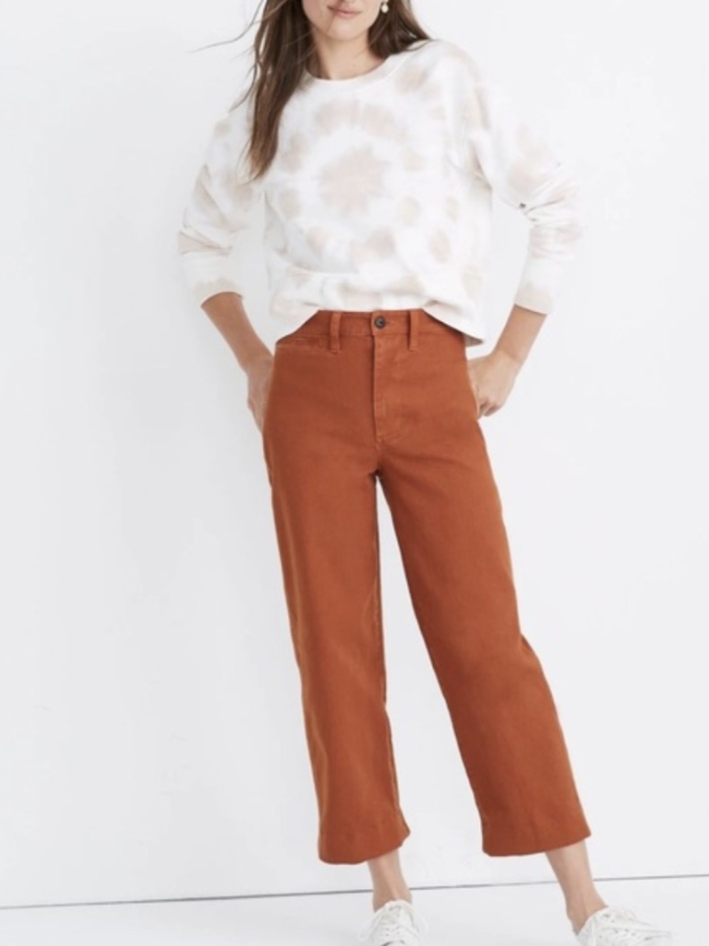 Madewell Slim Emmett Wide Leg Crop Pants Jeans Size 26 Canvas Burnt Orange
